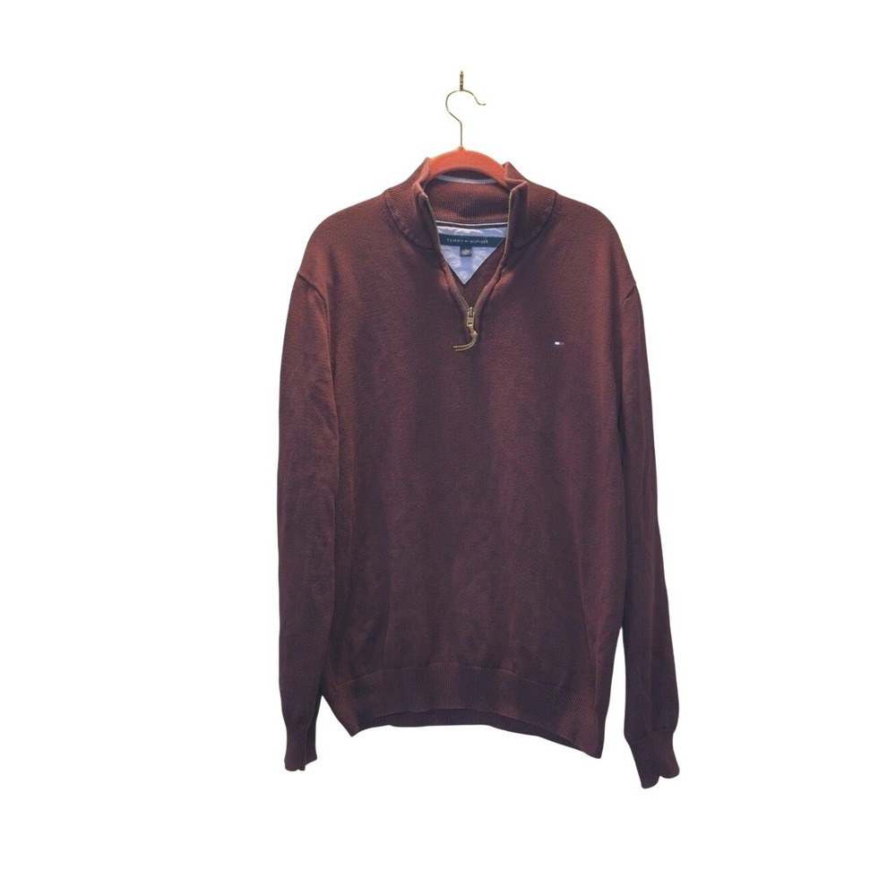 Tommy Hilfiger Men's Quarter-Zip Logo Sweatshirt Sweater Sz XL